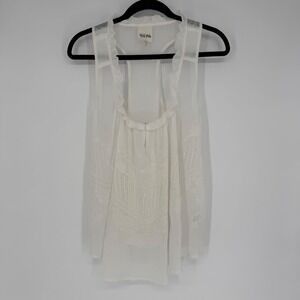 YAYA NOM DE PLUME SHEER‎ CHIFFON EMBROIDERED TANK TOP DAINTY FLIRTY MEDIUM